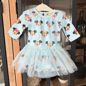 Minnie & Mickey Mouse tulle dress long sleeve baby girl newborn disney bows tutu